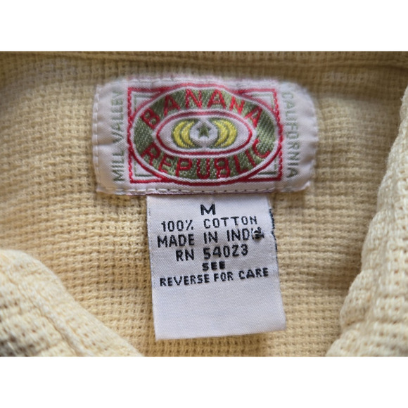 Banana Republic Button Up Short Sleeve Double Pockets Yellow 1980 Vintage Medium - Picture 12 of 14